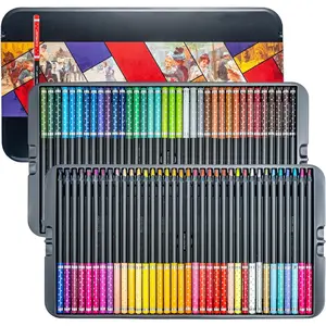 Black  Professional Colored Pencils Set, Oil-Based, 4mm Soft Core for Artists, Drawing, Sketching, Shading, Blending, Layering, Adult Coloring Books, Pre-Sharpened in Metal Tin Box (72 Colors)