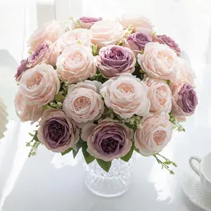 Artificial Rose Bouquet for Romantic Decor, 1 Piece Faux Flower For Flower Arrangement, Silk Cloth Flower For Home & Wedding Party Decor, Decorative Artificial Flower Arrangements