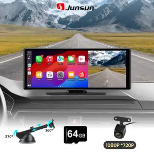 Junsun 10.26" Car DVR 4K Camera Wireless CarPlay Android Auto Ai Screen Dash Cam Dashboard Dual Lens Video Recorder GPS FM AUX