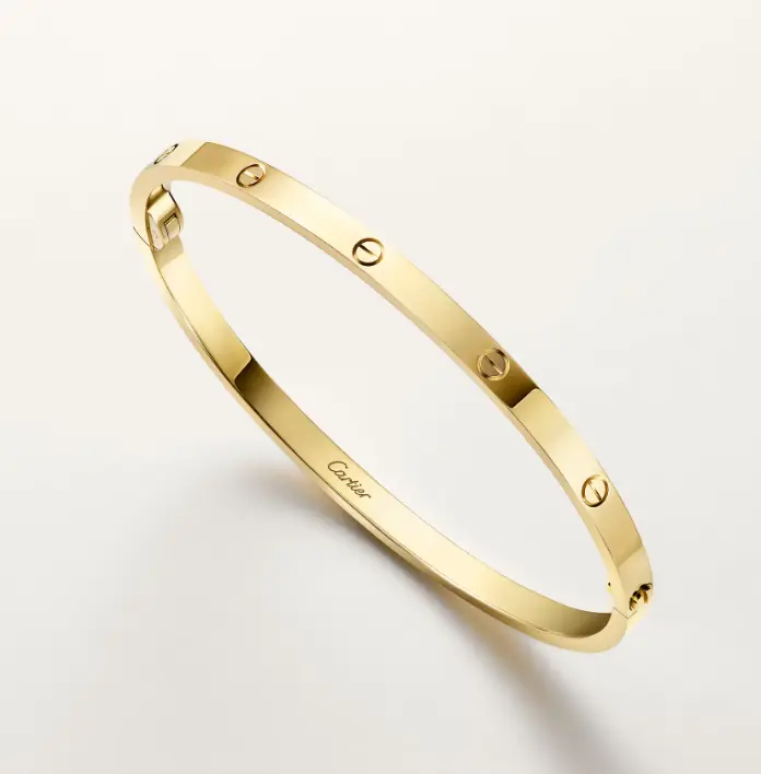 Pre-owned Cartier LOVE Bracelet Plain Small Model, Yellow Gold, Full Set