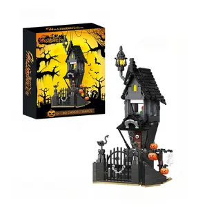 Halloween Castle Building Blocks Set - DIY Assembly Model Kit, Creative Desktop Ornament, Ideal Festival Gift for Kids, Collectible Handmade Craft Decor