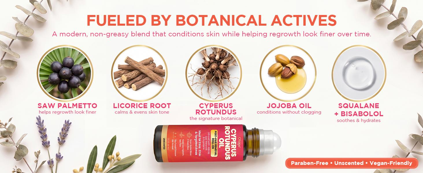 Okaga Cyperus Rotundus Oil | Natural Post-Hair Removal Roll-On | Armpit, Face, Chin, & Targeted Areas | Unscented | 60mL