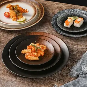 Ceramic Plate Set, 4 Counts Creative Steak Dessert Plate, Household Dinner Plate, Breakfast Plate, Kitchen Tableware for Home Use