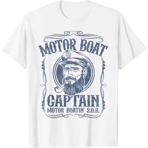 Motor Boat Captain Funny Pontoon Boating Motor Boatin Lake T-Shirt