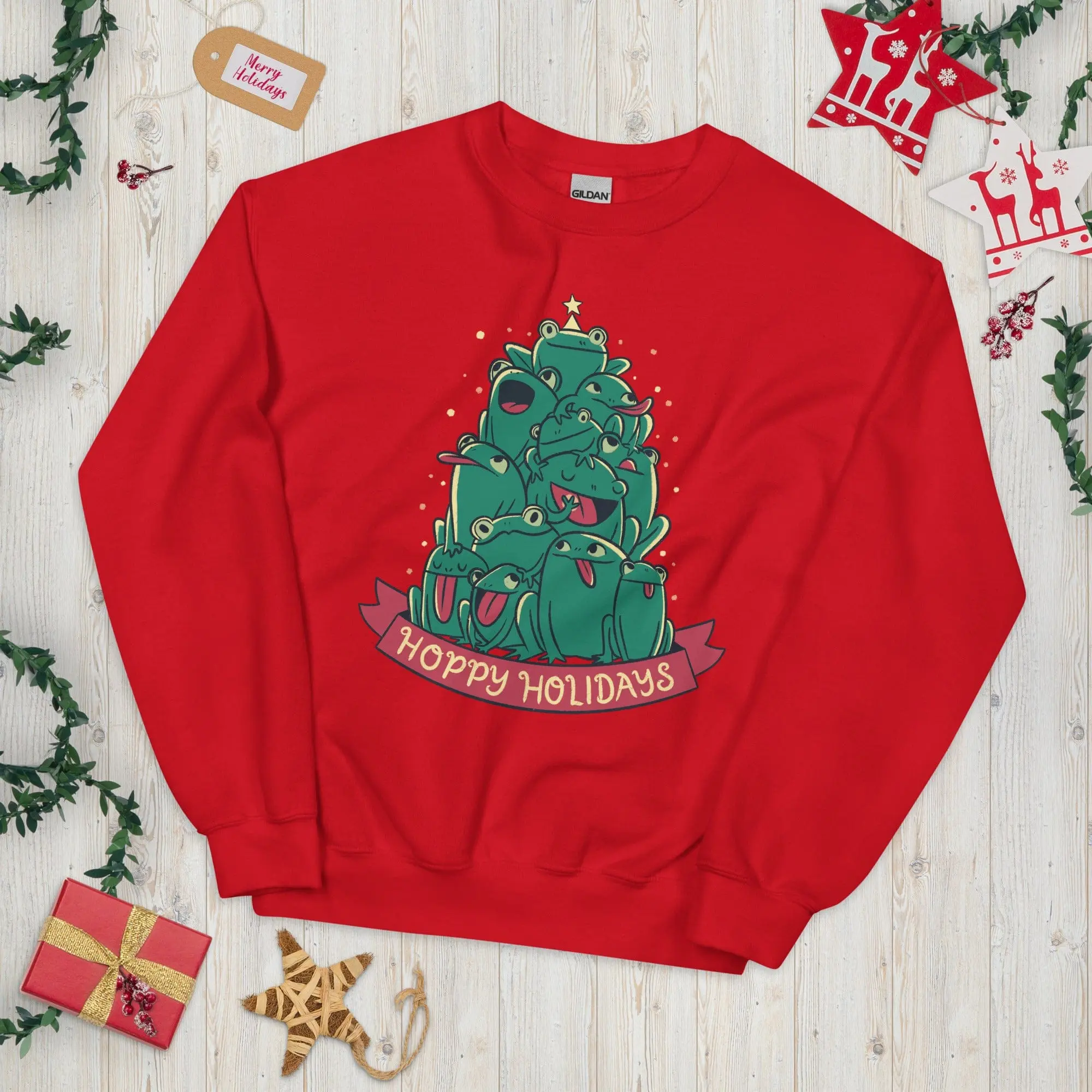 Hoppy Holidays - Funny Frog Christmas Sweater for Christmas Party XMas Day