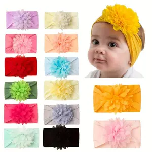 14-piece set of soft elastic nylon headbands, suitable baby girls - floral hair accessories in gentle colors, cute princess headbands, toddler hairstyle designs, Mother's Day and graduation, baby hair accessories