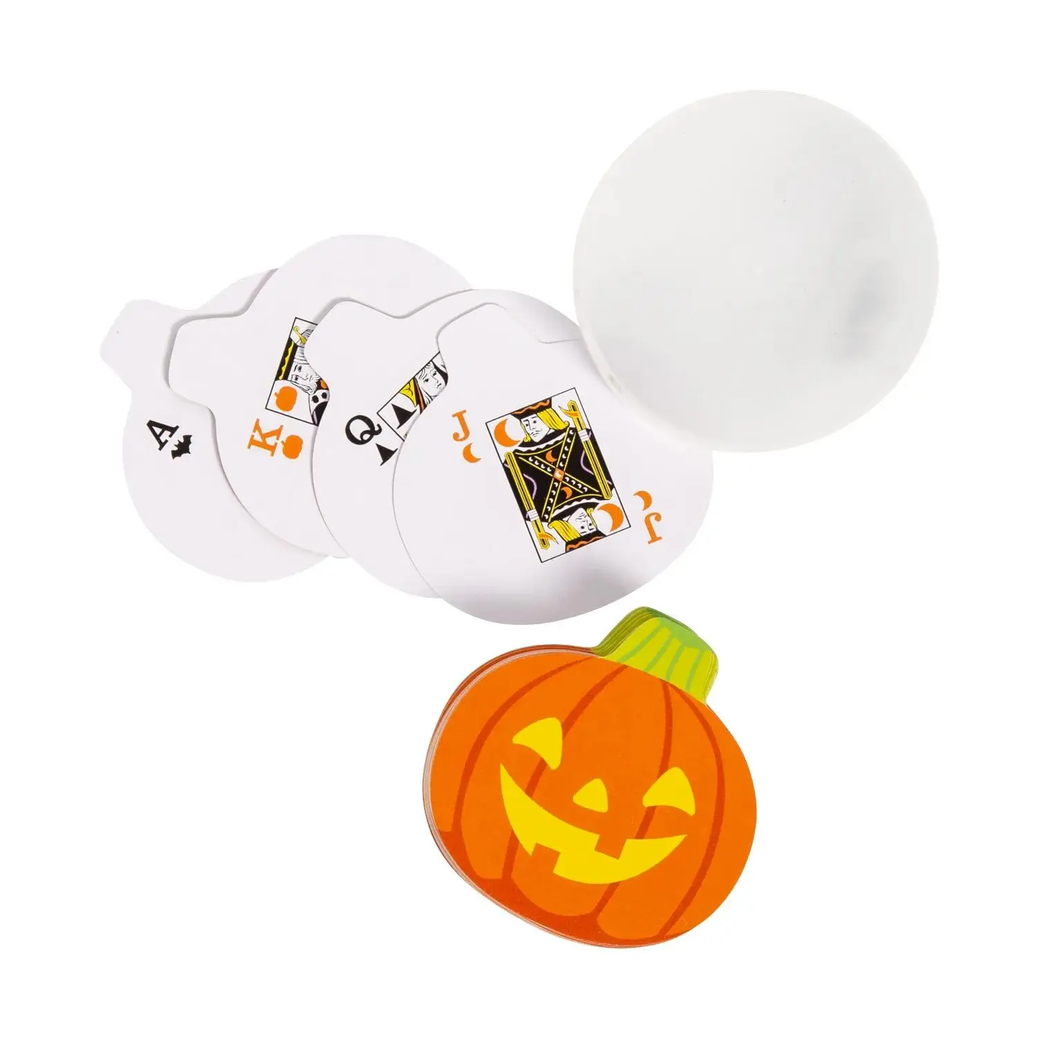 Jack-O’-Lantern Fun Shape Cardstock Playing Cards - 12-Pc Set, 54 Cards/Deck, 2 1/4" x 2 1/4" Size, Plastic Container, Classroom Use, Sugar-Free Toy & Hobby Game