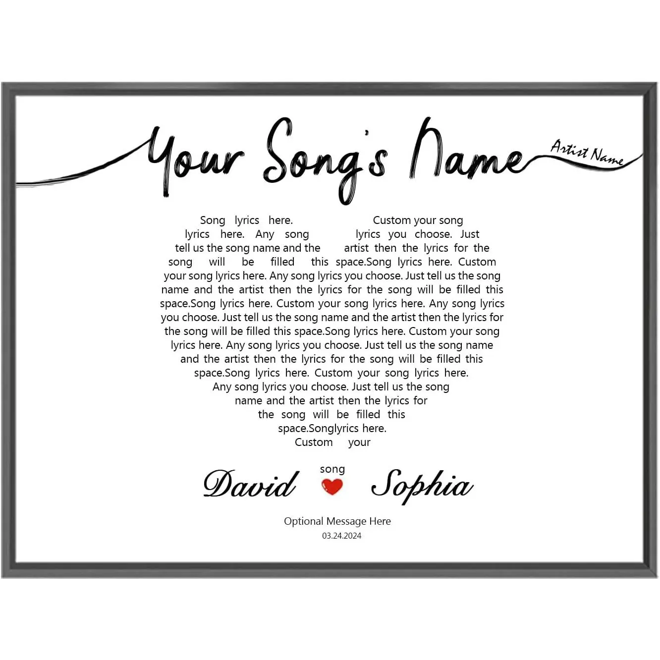 Customizable Canvas Photo Prints Wall Decoration - Artistic Personalized Song Lyrics Poster with Durable Aluminium-Wood Frame, Corrosion Resistant UV-Protected Acrylic Glass, Hanging Home/Dining Room Gift for Music Lovers, Graduation Pictures