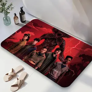 1PC,2D Stranger Things Themed Diatomaceous Earth Doormat Bathroom Non-Slip Absorbent Horror Movie Peripheral Quick-Drying Floor Mat Living Room Bedroom Bathroom Home Door Mat 68118180-220