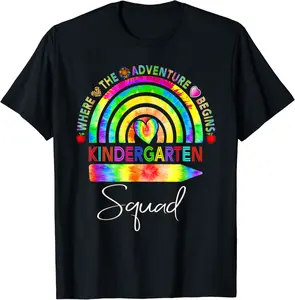 Kindergarten Teacher Squad Tie Dye Rainbow Back To School T-Shirt - Emmacole Shop 40B09BMJMH95