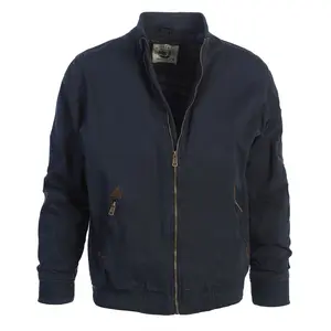 Gioberti Men's 100% Cotton Sportwear Full Zipper Twill Bomber Jacket, Navy, L
