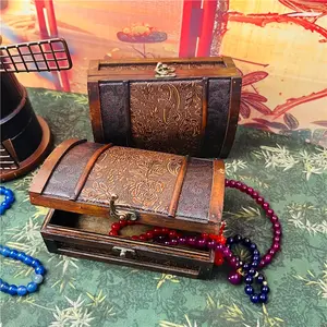 Vintage Retro Wooden Jewelry Box, Leather-Style Antique Jewelry Packaging, Ornament Storage Box, Vintage Photo Props, Home Decor Item