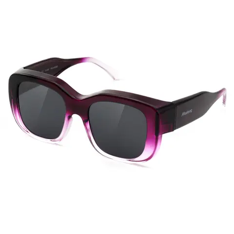 Meeloog Women's Polarized Fashionable Sunglasses - Classic Square Full Rim, UV400 Eye Shield, Anti-Glare Tac Lens, 0.8oz Lightweight Stylish Accessory, Black Frame Grey Lens, Fit-Over Polarization for Driving, Cycling (ST0066, Polarize Test Feature)