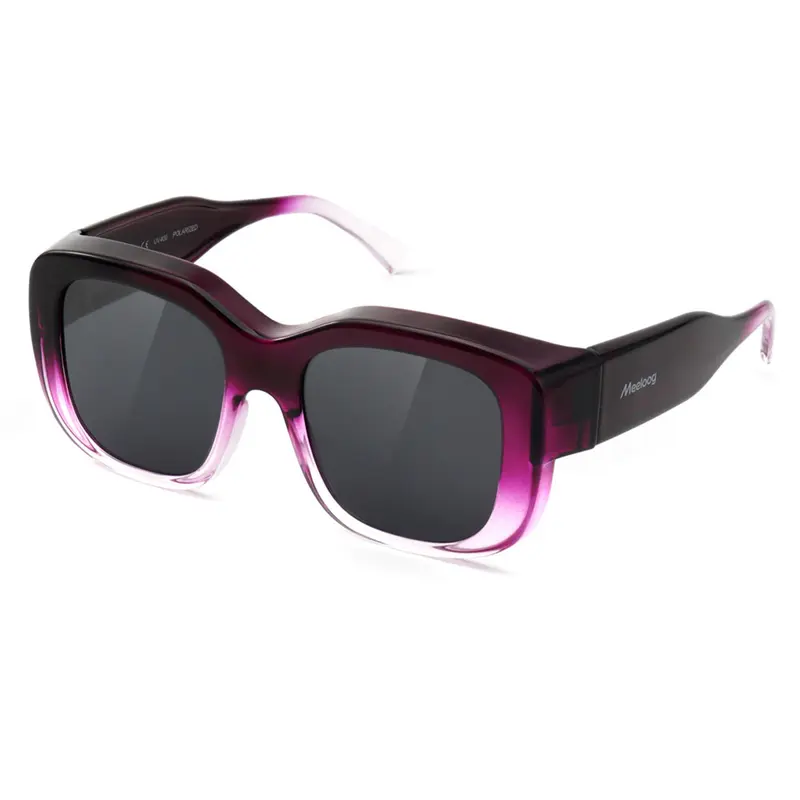 Meeloog Women's Polarized Fashionable Sunglasses - Classic Square Full Rim, UV400 Eye Shield, Anti-Glare Tac Lens, 0.8oz Lightweight Stylish Accessory, Black Frame Grey Lens, Fit-Over Polarization for Driving, Cycling (ST0066, Polarize Test Feature)