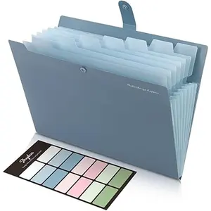 Expanding File Organizer with 8 Pockets, Accordion File Folders with Labels, Portable Document Paper Bill Receipt Organizer, Home College School Office Supplies, Letter Size, Blue