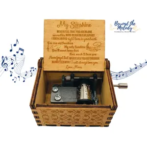 Beyond The Melody Gift for Son " Your are My Sunshine"  Wooden Music Box Hand-Cranked Musical Keepsake for Kids & Travel Lovers Eco-Friendly & Compact Design