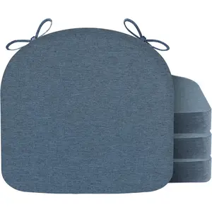 Chair Cushions for Dining Chair Seat Set of 4, Memory Foam Chair Pads Relieve Sedentary Discomfort for Office Kitchen Dining Rooms (17" x 16" x 2.5", Blue)
