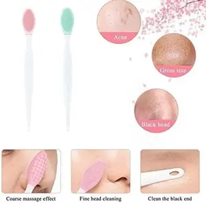 2 Pcs Exfoliating Nose Brush Silicone Lip Brush Double-sided Soft Lip Brush Lip Scrub Brush Lip Scrubber Blackhead Brush for Lip Skin Smoothing Cleaning Perfect Makeup Tool Kits
