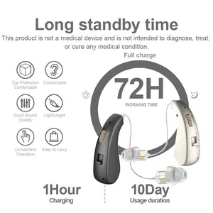 1Pair Rechargeable Hearing Aids with Noise Reduction, In-Ear Amplifier Earphones for Adults, Golden Color, Indoor Outdoor Use