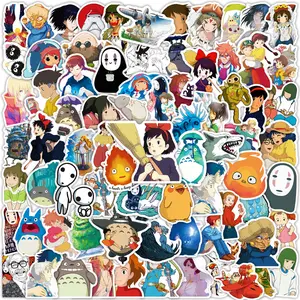 100pcs Studio Ghibli Cartoon Graffiti Anime Design Stickers, Notebook Decoration Water Bottle Waterproof PVC Cross-Border Decals