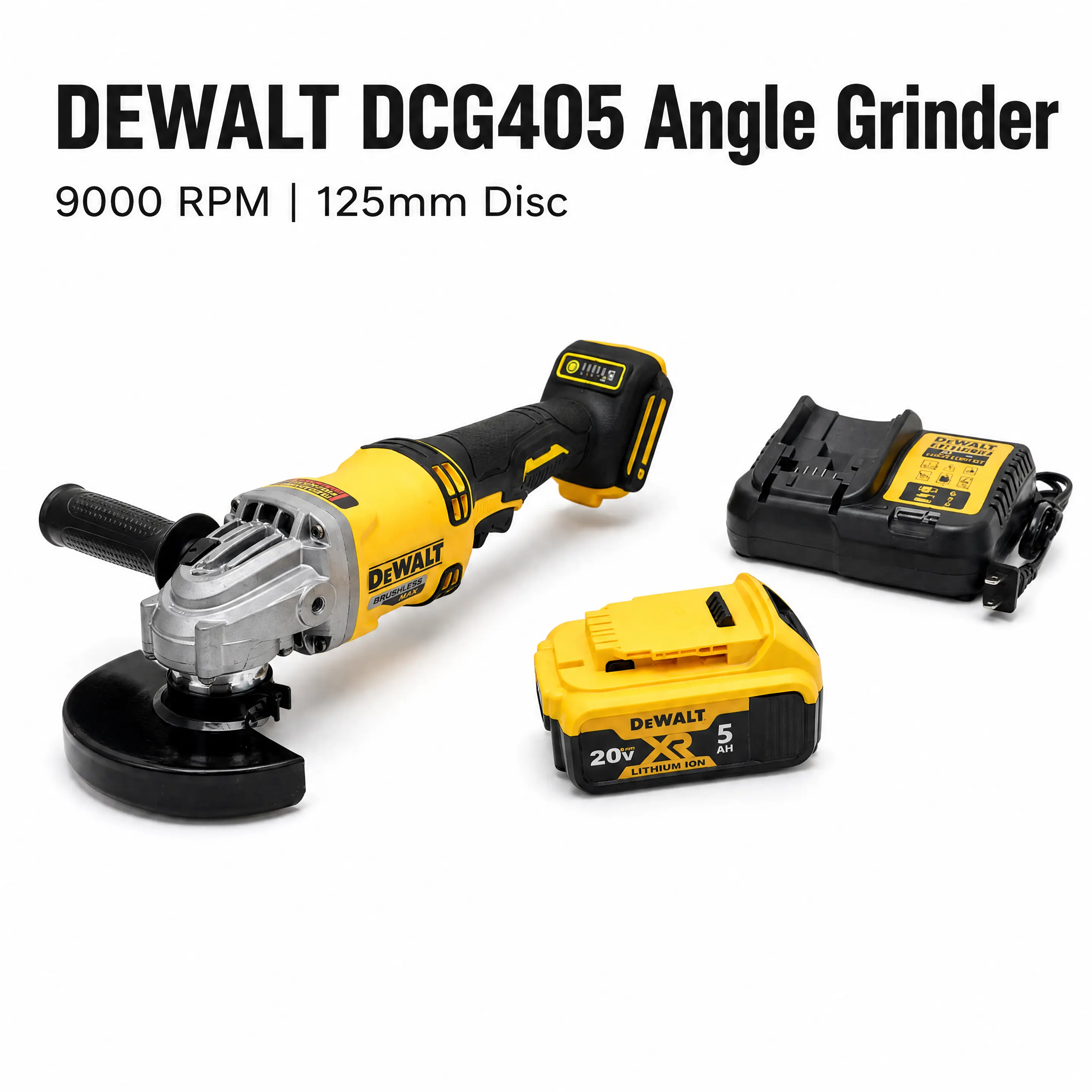 DEWALT DCG405 Angle Grinder | 125mm Disc Capacity | 9000 RPM Speed | Heavy-Duty Cutting Tool For Metal Fabrication industrial work outdoor survival rapid charger high torque impact wrench accessory diy home improvement