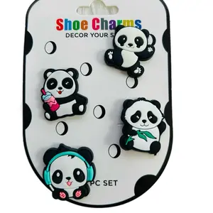 Cute Panda Shoe Charms Set - 4 Pack