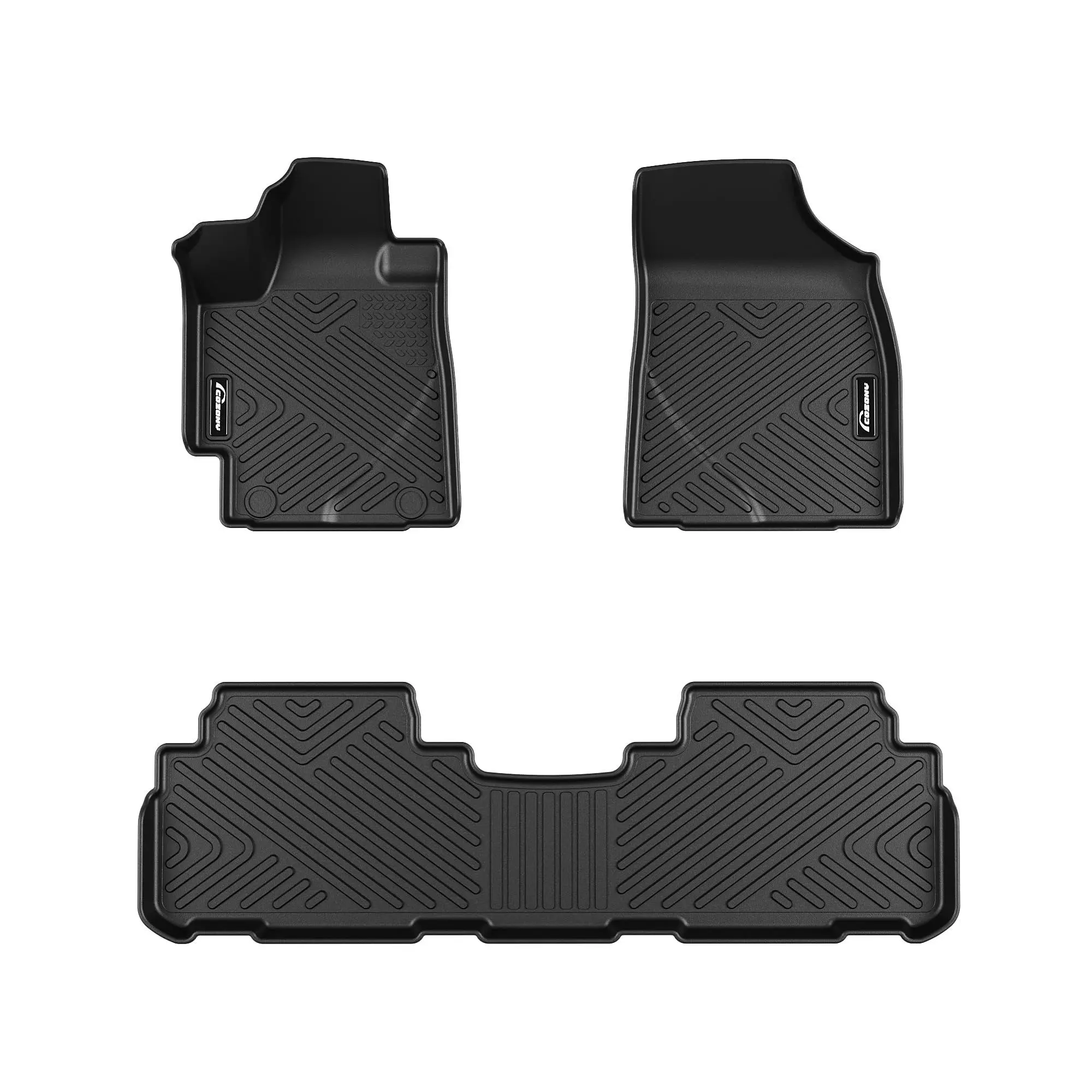 GARVEE TPE All-Weather Floor Mats, Vehicle-Specific Fit for Toyota Highlander 2008-2013 (Not for Hybrid), Front 1st & 2nd Row Car Liner Accessory, Car Accessory