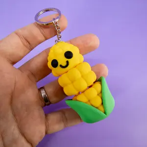 Corn Fidget Keychain – 3D Printed Stress Relief Food Fidget, Fun Flexi Articulated Corn Gift for Kids, Unique Fidget for Anxiety