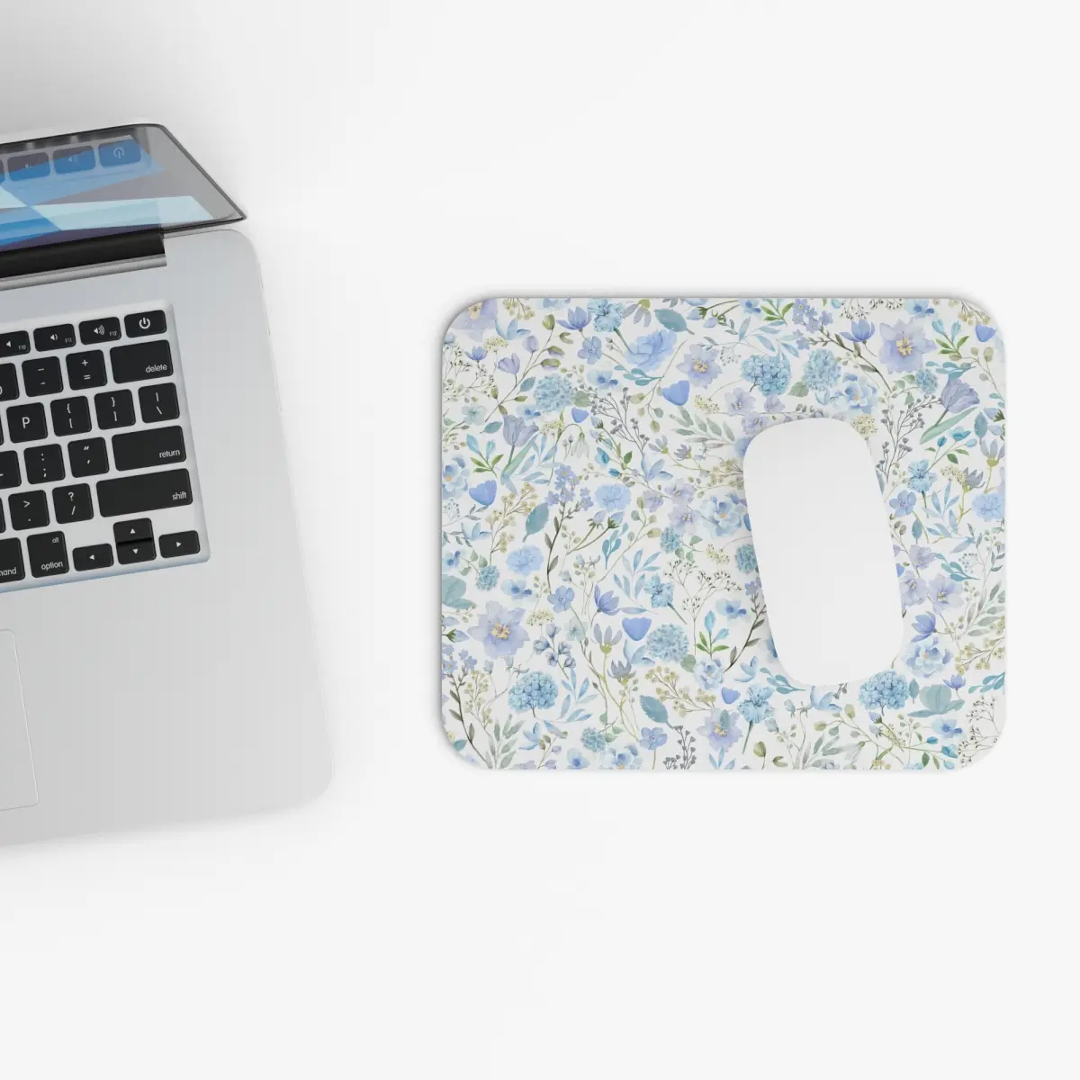 Blue Flower Mouse Pad, Floral MousePad, Light Blue Wildflower Desk Mat, gifts for her, office accessories