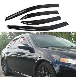 Window Visor Compatible with 2004-2008 Acura TL Sedan JDM Style Outside Mount Tape-on Rain Guards Side Window Deflector Ventvisor JDM 3D Wavy Wind Deflector Dark Smoke, 4 Pcs SetStyle
