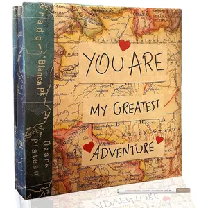 Self Adhesive Page Photo Album with Metallic Pen  Self-Stick Scrapbook for 3x5 4x6 5x7 6x8 8x10 Hand Made DIY 40 pages Albums, Printed  Paper Cover Old Map Adventure Memory Book