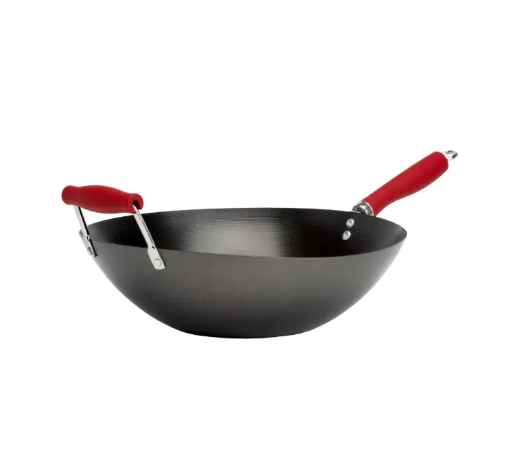 Carbon Steel Non-Stick Stir Fry Pan/Wok 14 inch Red Cookware for Cooking