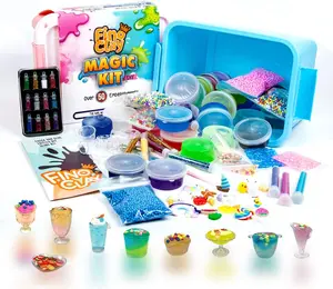 ToysButty DIY Slime Kit for Boys Girls, Over 100 Accessories with 24 Non Sticky Premade Slimes in Gift Container, Galaxy, Unicorn Fluffy, Glow in Dark, Glitter, Charms, Fidget Pack Slime Set Party Toy