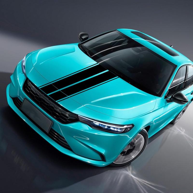 RAVOONY Universal Racing Car Hood Stripe Decal Black and White Waterproof Vinyl Stickers for SUVs Trucks Off-Road Vehicles Exterior Decoration  Indoor Outdoor Use