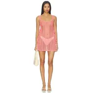 Lovers and Friends Luciee Open Stitch Mini Dress in Coral