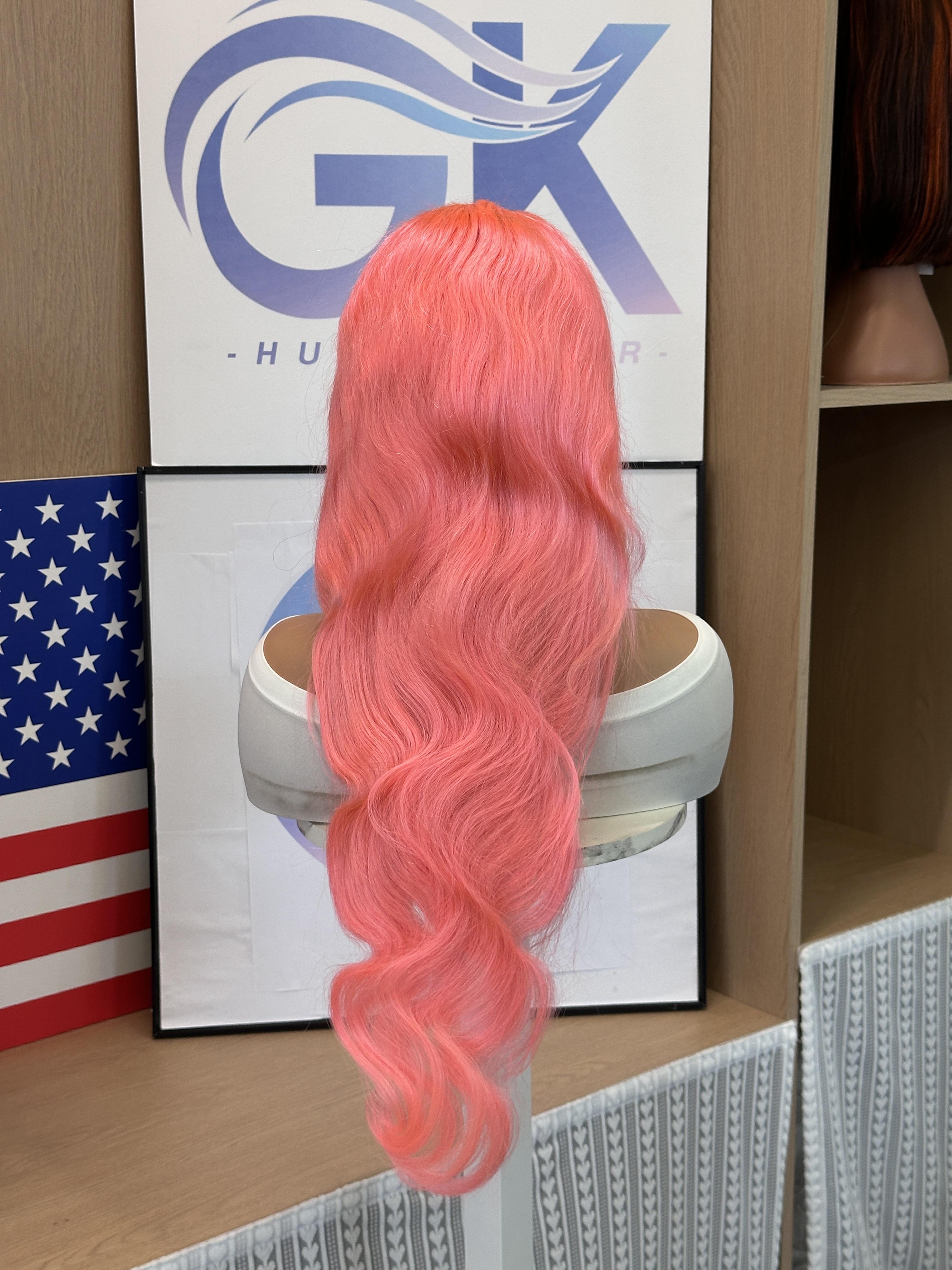 Gk 13x6 Pink Lace Front Wig Human Hair 180% HD Lace Body 