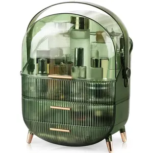 PrimPick Makeup Organizer,Large Capacity Skincare Organizer, Beauty Organizer for Vanity,Cosmetic Organizer with 2 Drawers and Transparent Cover for Bedroom Countertop and Bathroom Countertop Storage