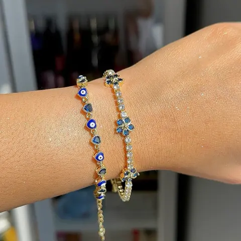 Evil eye bracelet and blossom bracelet bundle