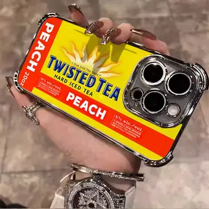 Twisted Tea Beer Lover Energy Drink Collection Tough Electroplated TPU Casing For iphone 16 15 14 13 12 11 X XS PRO PLUS MAX Four Corners Anti-Fall Transparent Soft Silicone Gift Shockproof Protection Anti-Drop Protective Protector Phone Cases Shell Cover