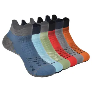 6 Pairs Men's Running Socks Breathable Athletic Socks Nylon Cushion Ankle Socks High-quality Material Breathable Mesh Non-slip Design