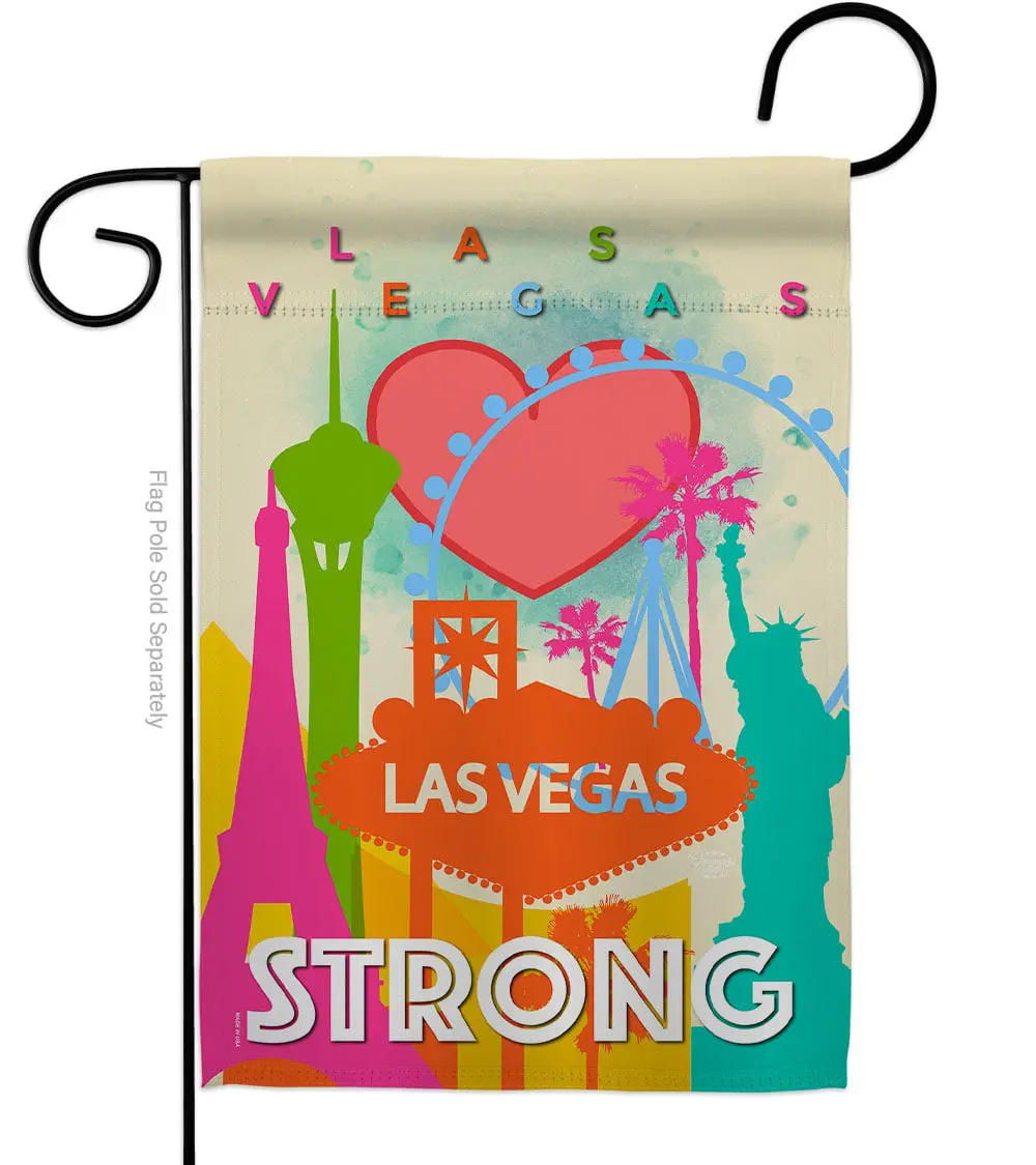 Las Vegas Strong Support Cause 13 x 18.5 in. Double-Sided Decorative Vertical Garden Flags for House Decoration Banner Yard Gift