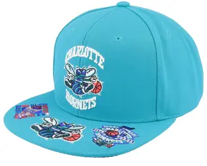 MENS MITCHELL & NESS NBA FRONT FACE SNAPBACK HWC HORNETS - TEAL