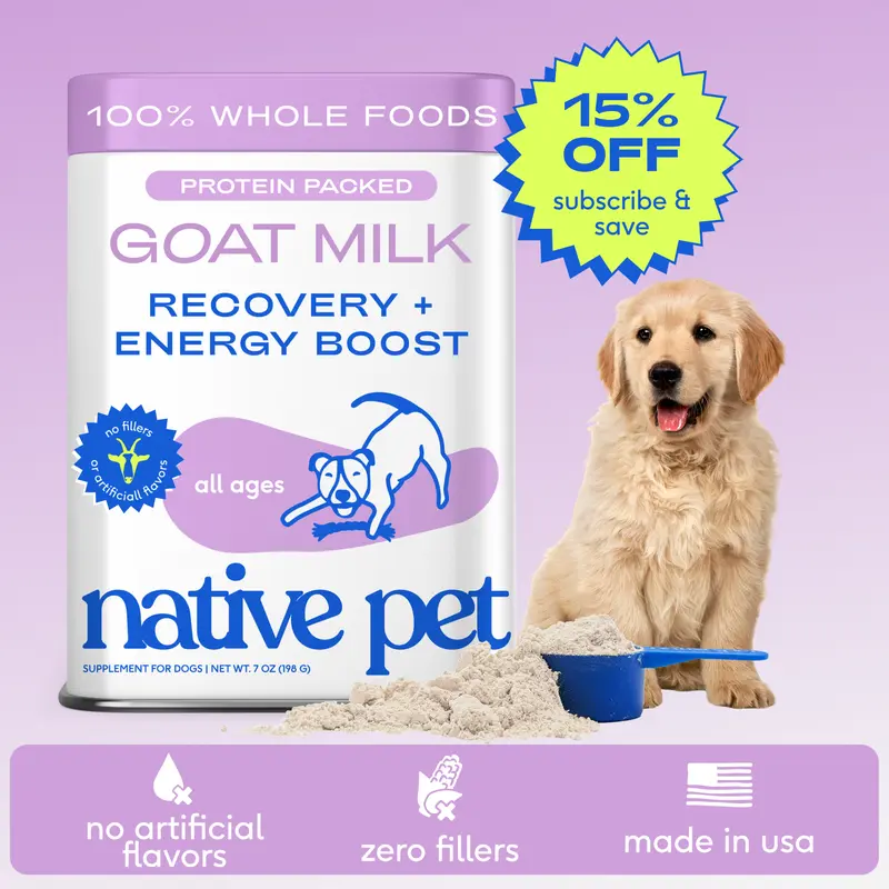 Native Pet Goat Milk for Dogs - Recovery & Energy Boost - Single Ingredient Topper - No Fillers - 100% Whole Foods