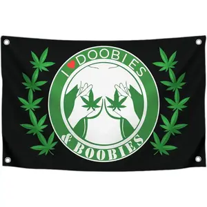 Tapestry t I Love Doobiess And Boobies Single Sided Flag - Cool Funny Flags For Room Guys - Funny Polyester Tapestry Cool Wall Flags for Decor College Dorm Room Guys - Man Cave Frat Flag