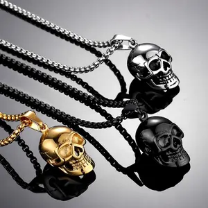 Skull Pendant Necklace - Steampunk, Goth, Biker , Punk Jewelry
