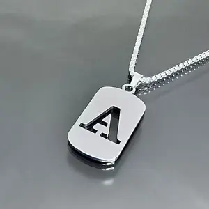 【PANG Jewelry】A-Z letter necklace hollow pendant men and women's jewelry simple and versatile niche design trendy hip-hop necklace
