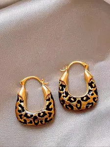 Women's Leopard Print U-Shaped Earrings, Leopard Print Jewelry, Casual Style, All-Season Wear, Unique Design, Lightweight Luxury Feel, Perfect Gift Idea, Fashionable Earrings