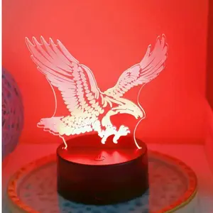 1pc Colorful Gradient Plug-In Touching Eagle 3D Night Light, Bedroom and Desktop Decorative Atmosphere Lamp, Unique Room Decor