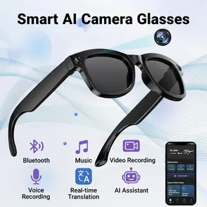 AI Smart Glasses with 1080P HD Camera, AI Real-Time Translation, Bluetooth Audio – Smart Glasses with Camera, Hands-Free Video Recorder for Travel, Sports, Outdoor Use Bluetooth Sports Glasses
