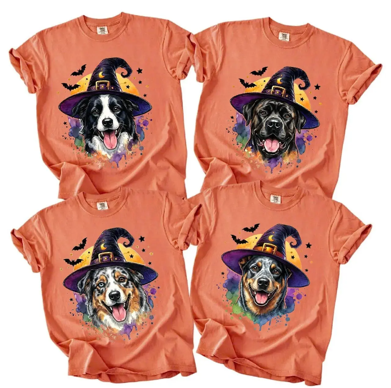 Comfort Colors Halloween Dog Lover Shirt, Witch Hat Puppy Graphic Tee, Custom Dog Breed Design, Dog Mom Dog Dad Gift, Cozy Fall Pet Lover Apparel
